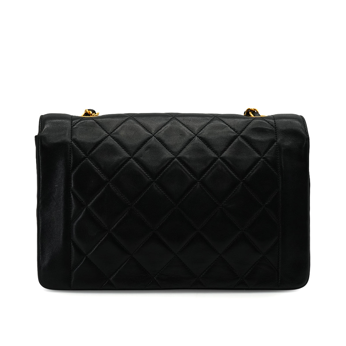 VINTAGE CHANEL DIANA MEDIUM CHAIN SHOULDER BAG BLACK LAMB SKIN GOLD HARDWARE 90338303