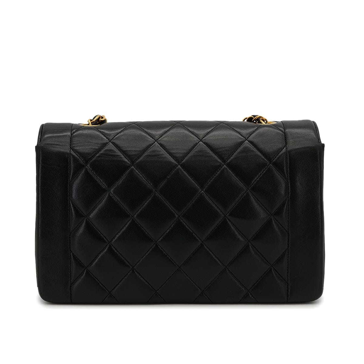 VINTAGE CHANEL DIANA MEDIUM CHAIN SHOULDER BAG BLACK LAMB SKIN GOLD HARDWARE 90322173