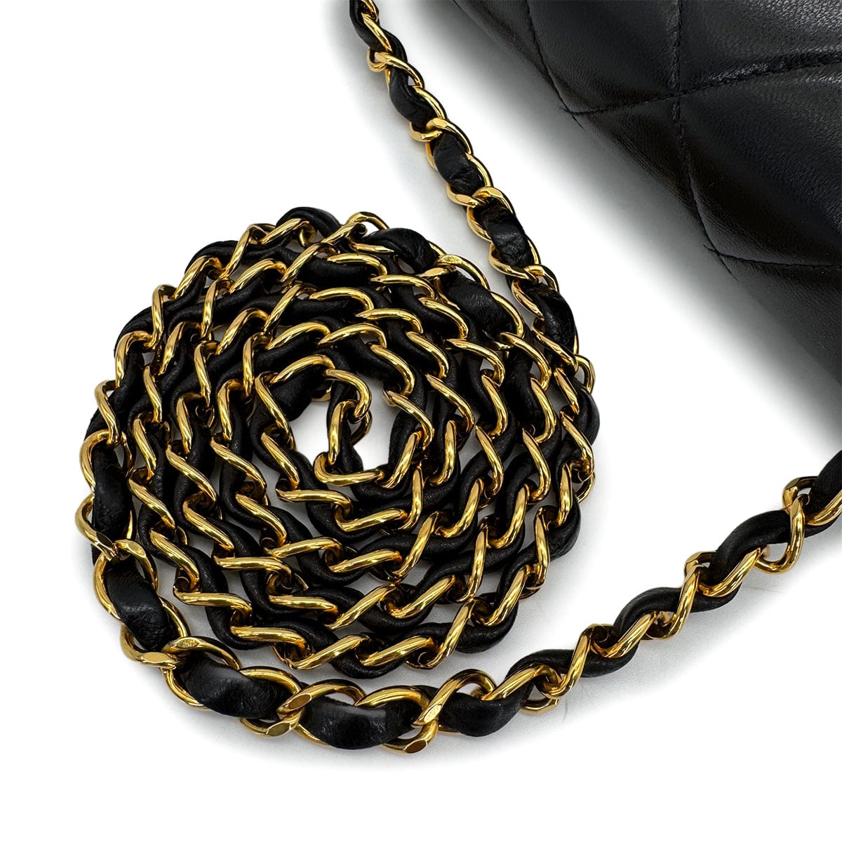 VINTAGE CHANEL DIANA MEDIUM CHAIN SHOULDER BAG BLACK LAMB SKIN GOLD HARDWARE 90322173