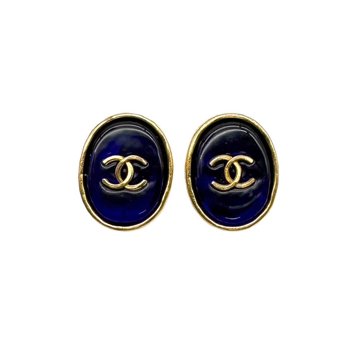 VINTAGE CHANEL EARRINGS COCOMARK COLOR STONE GOLD ACCESSORY 93A 90319149