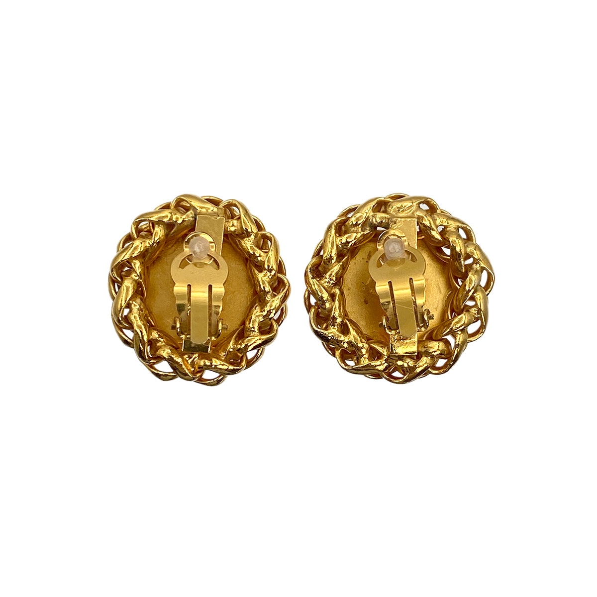 VINTAGE CHANEL EARRINGS COCOMARK EAR OF RICE MOTIF CHAIN GOLD ACCESSORY 23 90321038