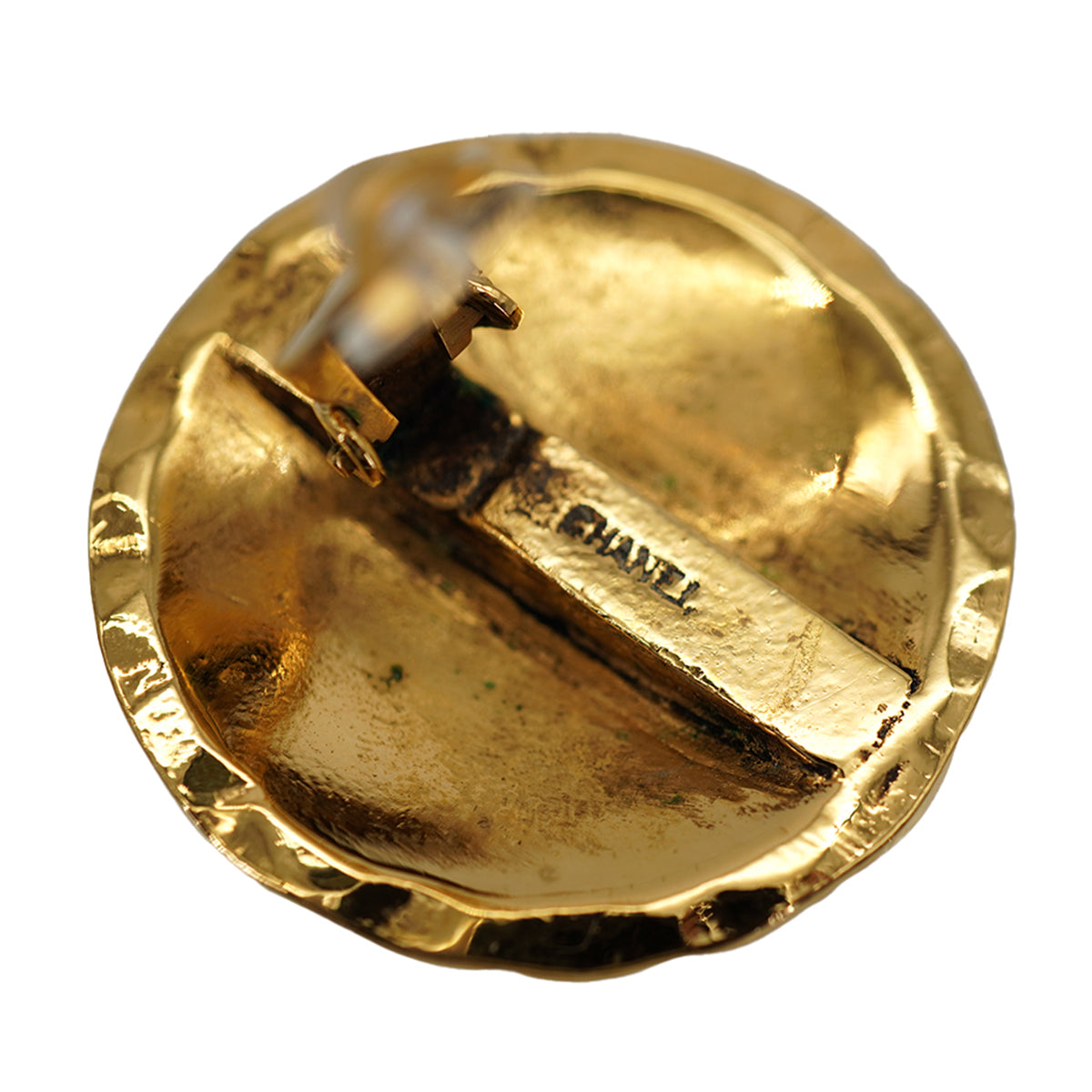 VINTAGE CHANEL EARRINGS COCOMARK MATELASSE GOLD ACCESSORY 90331810