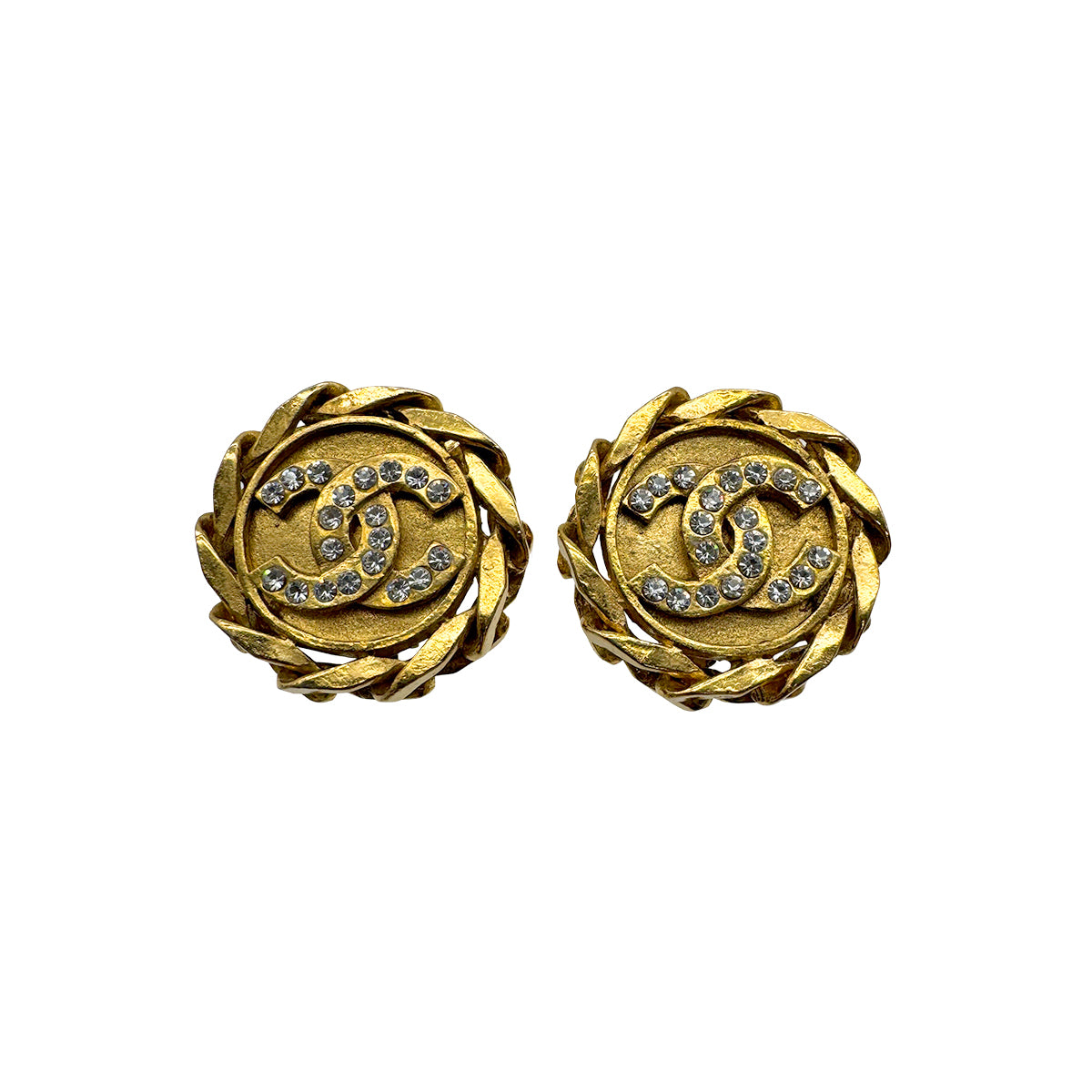VINTAGE CHANEL EARRINGS COCOMARK RHINESTONE CHAIN ACCESSORY 23 90328945