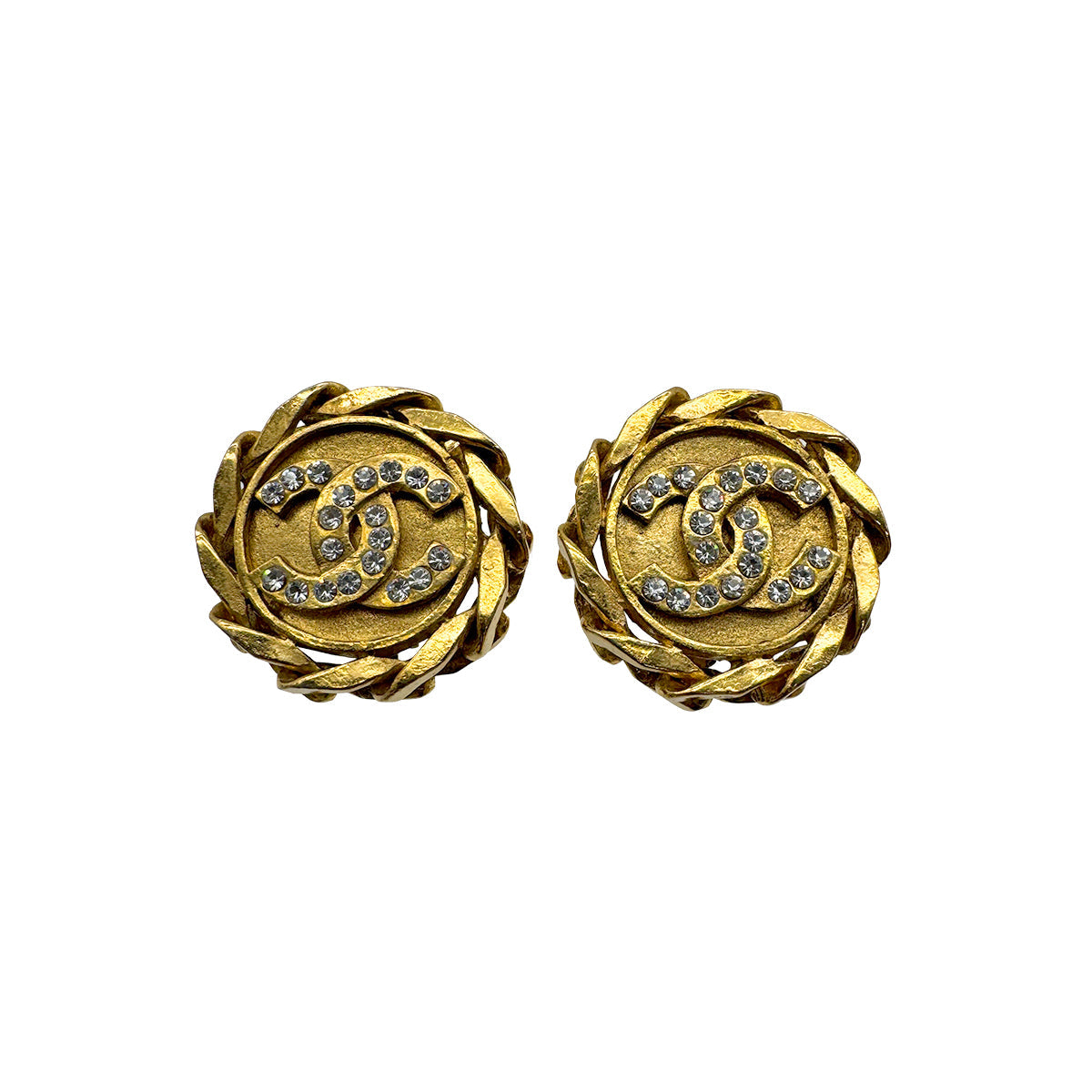VINTAGE CHANEL EARRINGS COCOMARK RHINESTONE CHAIN ACCESSORY 23 90328945