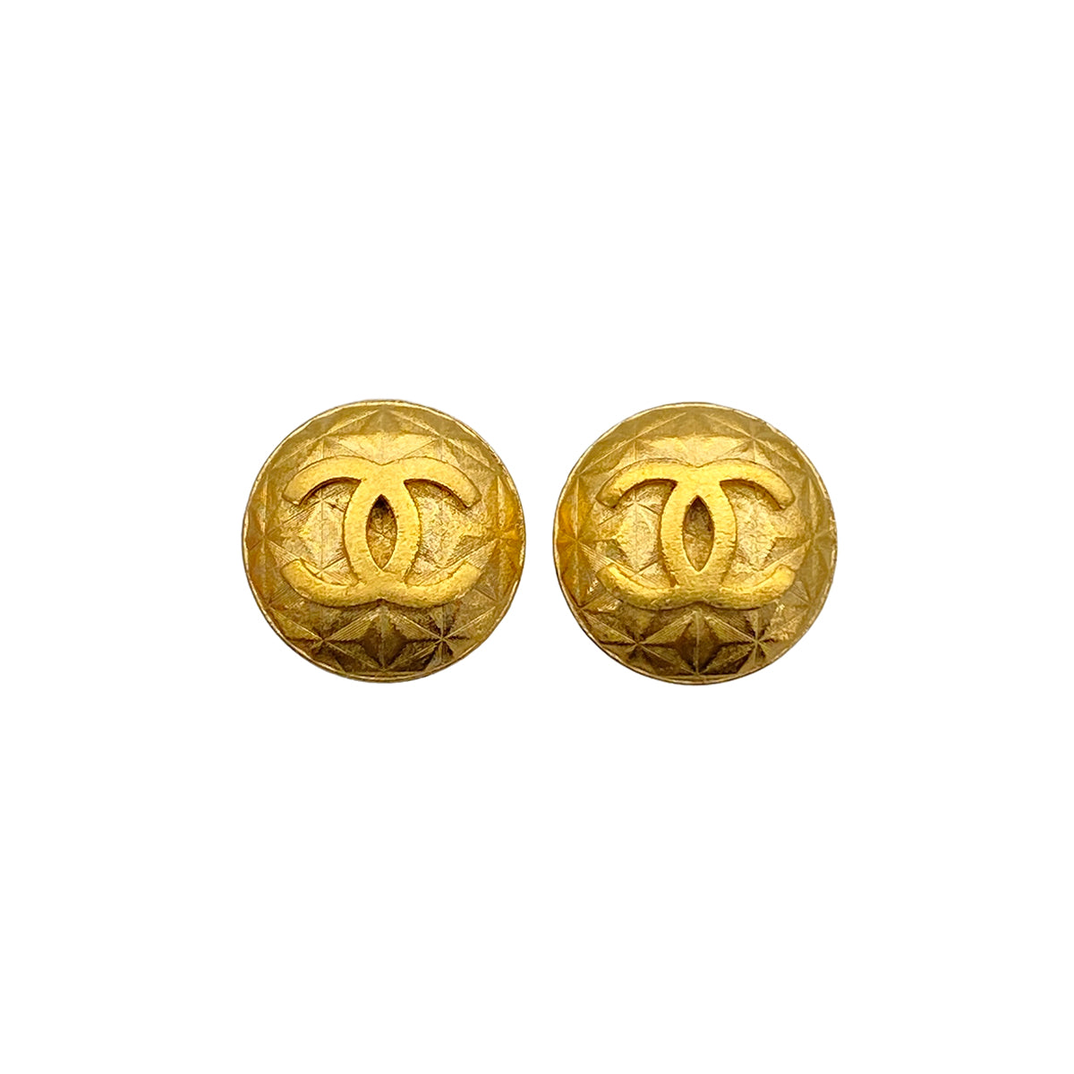 VINTAGE CHANEL EARRINGS COCOMARK ROUND GOLD ACCESSORY 95A 90326228
