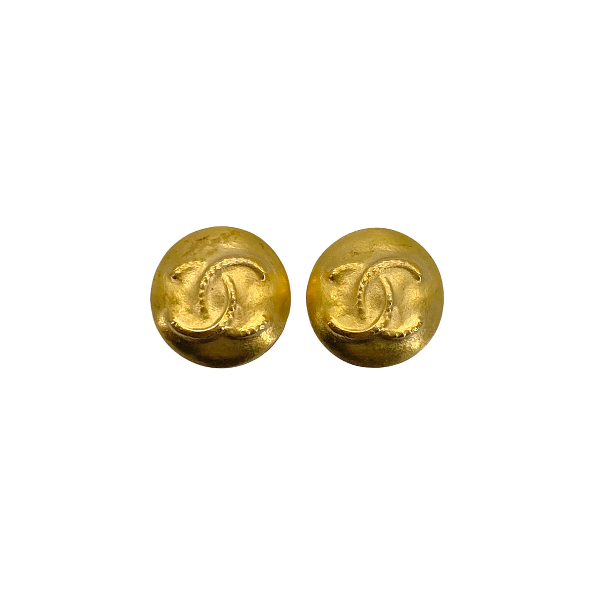 VINTAGE CHANEL EARRINGS COCOMARK ROUND GOLD ACCESSORY 95P 90322031