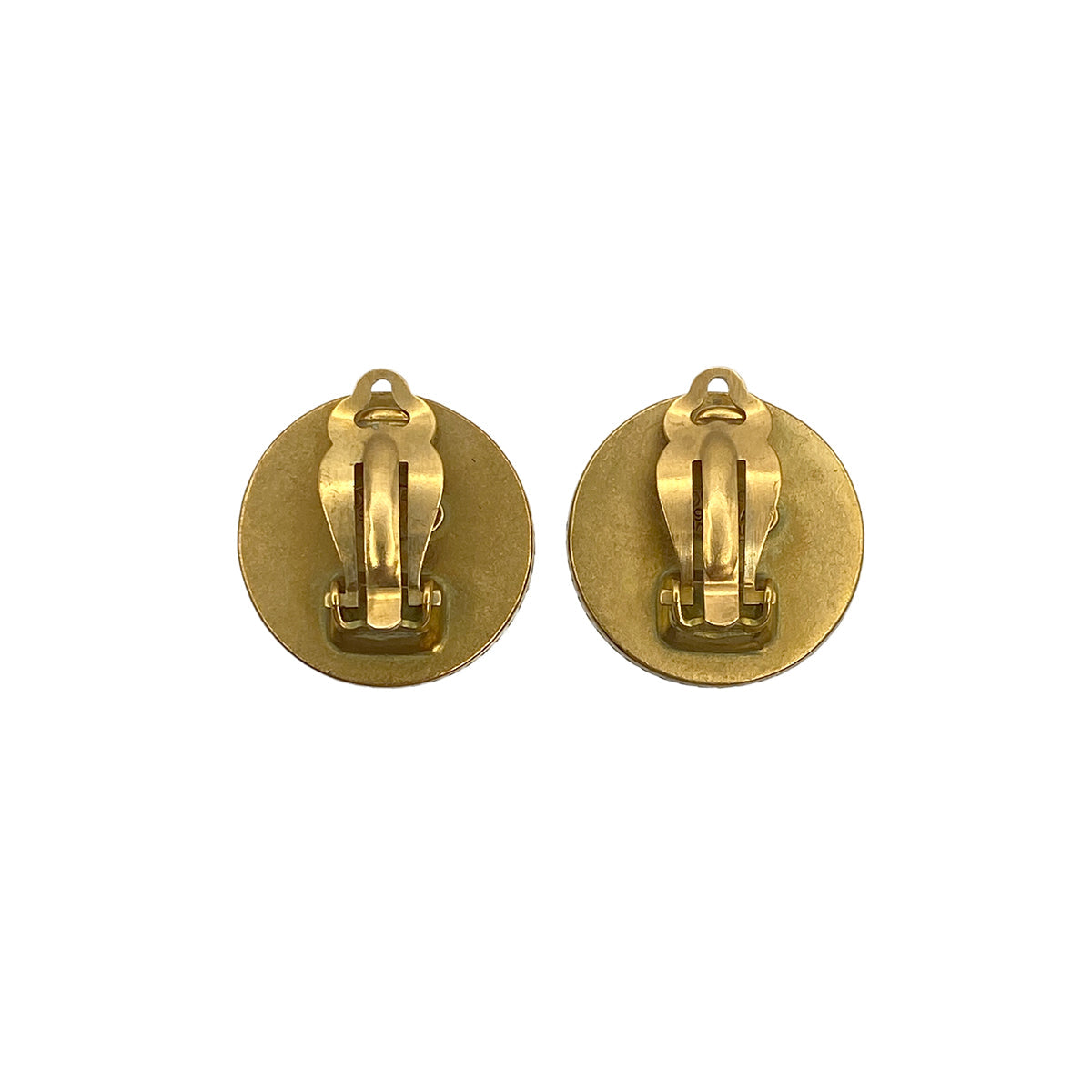 VINTAGE CHANEL EARRINGS COCOMARK ROUND GOLD BLACK ACCESSORY 94A 90321046