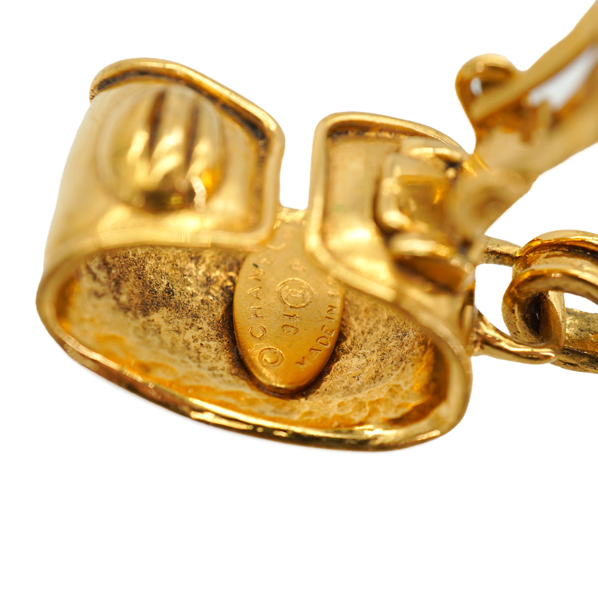 VINTAGE CHANEL EARRINGS COCOMARK SWING GOLD ACCESSORY 94P 90333713