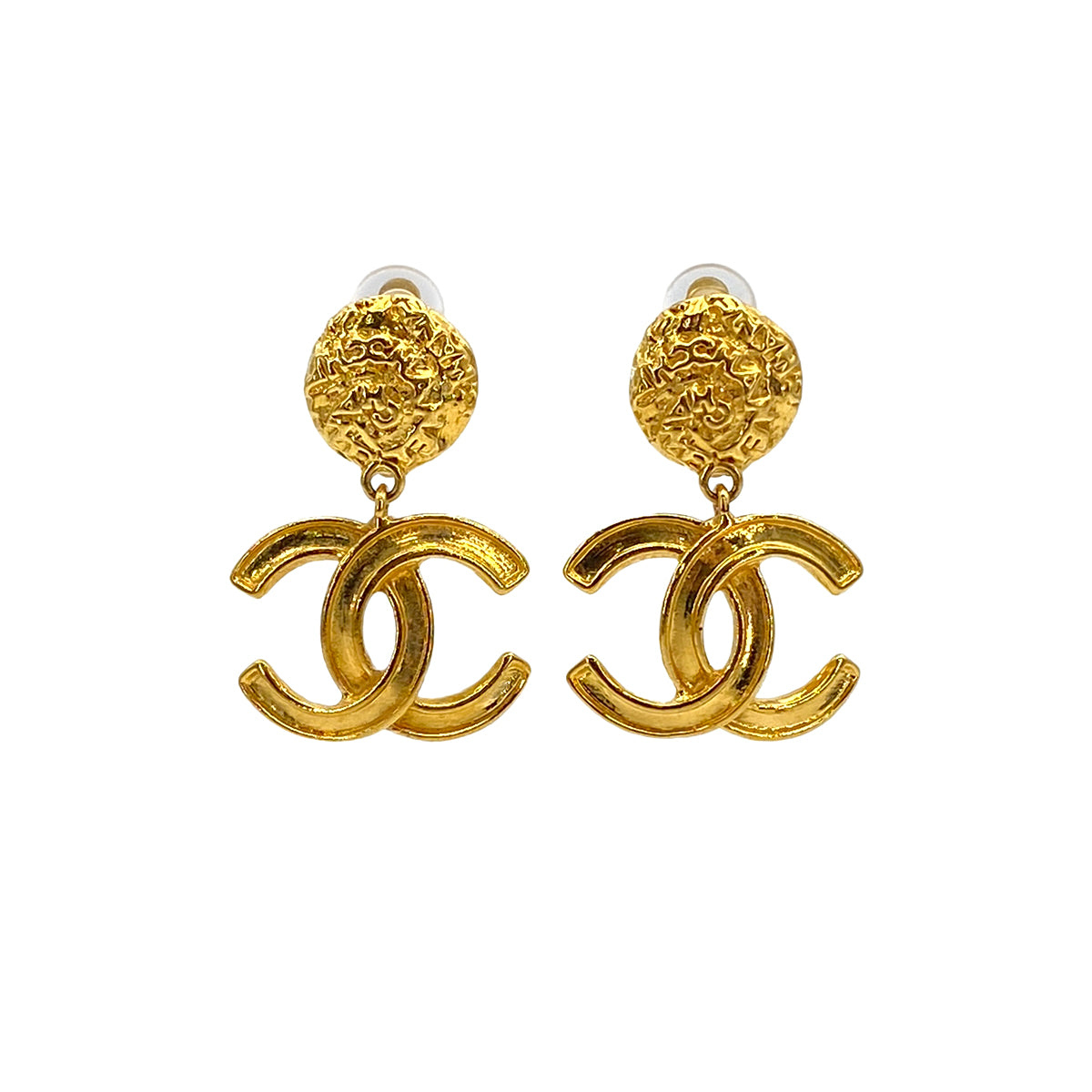 VINTAGE CHANEL EARRINGS COCOMARK SWING GOLD ACCESSORY 95A 90319610