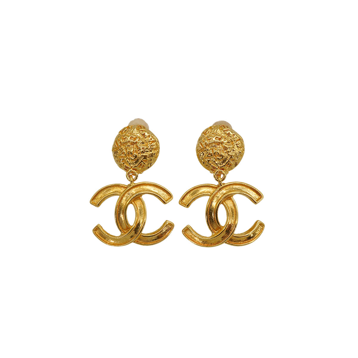 VINTAGE CHANEL EARRINGS COCOMARK SWING GOLD ACCESSORY 95A 90338282