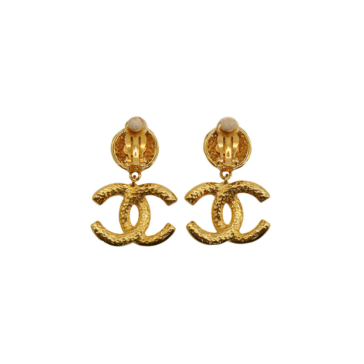 VINTAGE CHANEL EARRINGS COCOMARK SWING GOLD ACCESSORY 95A 90338282