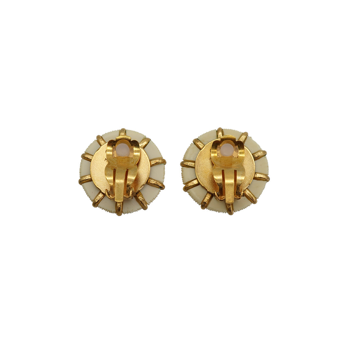 VINTAGE CHANEL EARRINGS COCOMARK WHITE BLACK GOLD ACCESSORY 95A 90330693