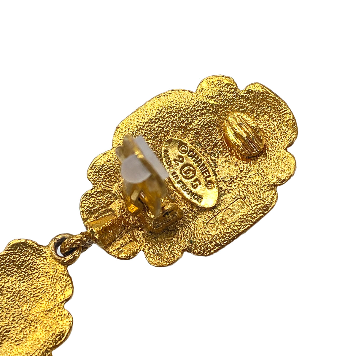 VINTAGE CHANEL EARRINGS GRIPOIX GREEN GOLD SWING ACCESSORY 25 90325621
