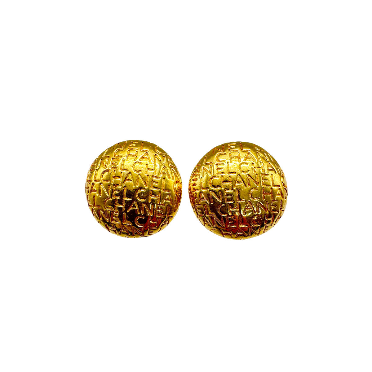 VINTAGE CHANEL EARRINGS LOGO ROUND GOLD ACCESSORY 90326224