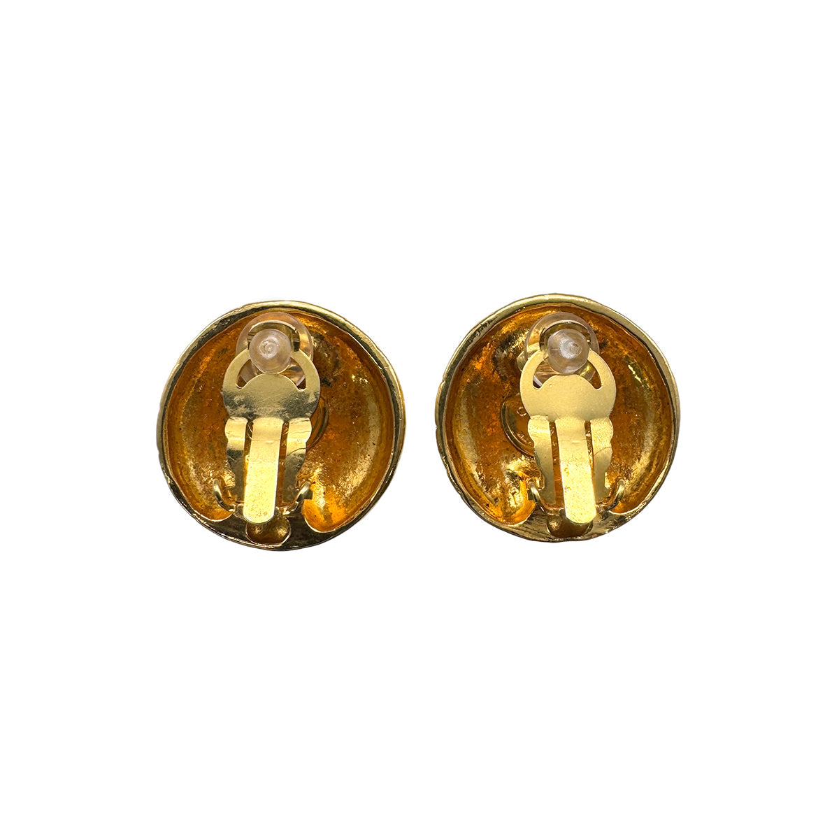 VINTAGE CHANEL EARRINGS LOGO ROUND GOLD ACCESSORY 90326224