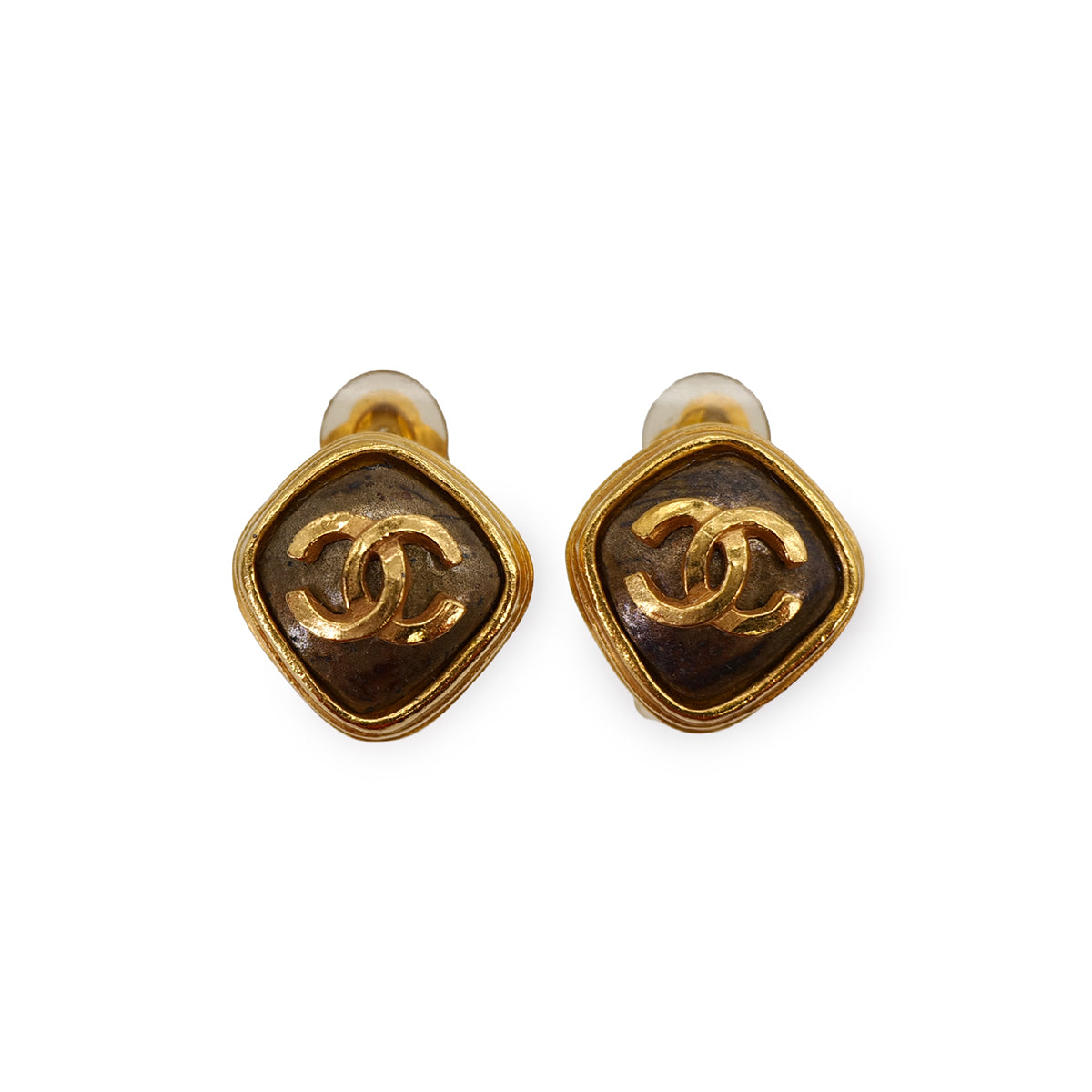 VINTAGE CHANEL EARRINGS RCOCOMARK GOLD ACCESSORY 97A 90321106