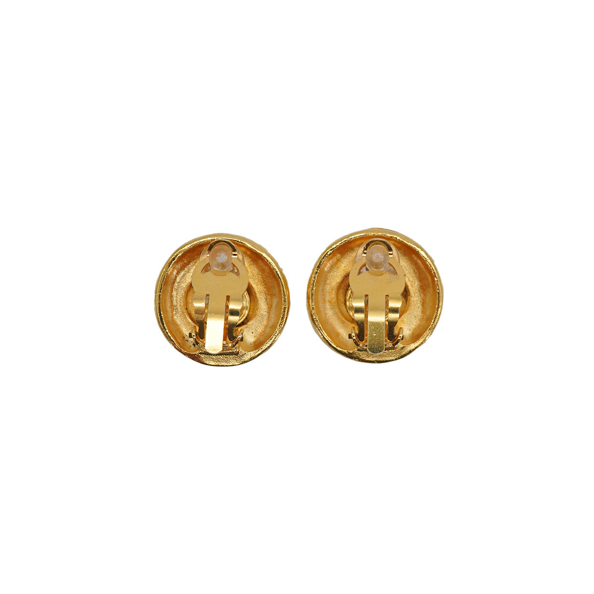 VINTAGE CHANEL EARRINGS ROUND COCOMARK CHAIN GOLD ACCESSORY 90335634