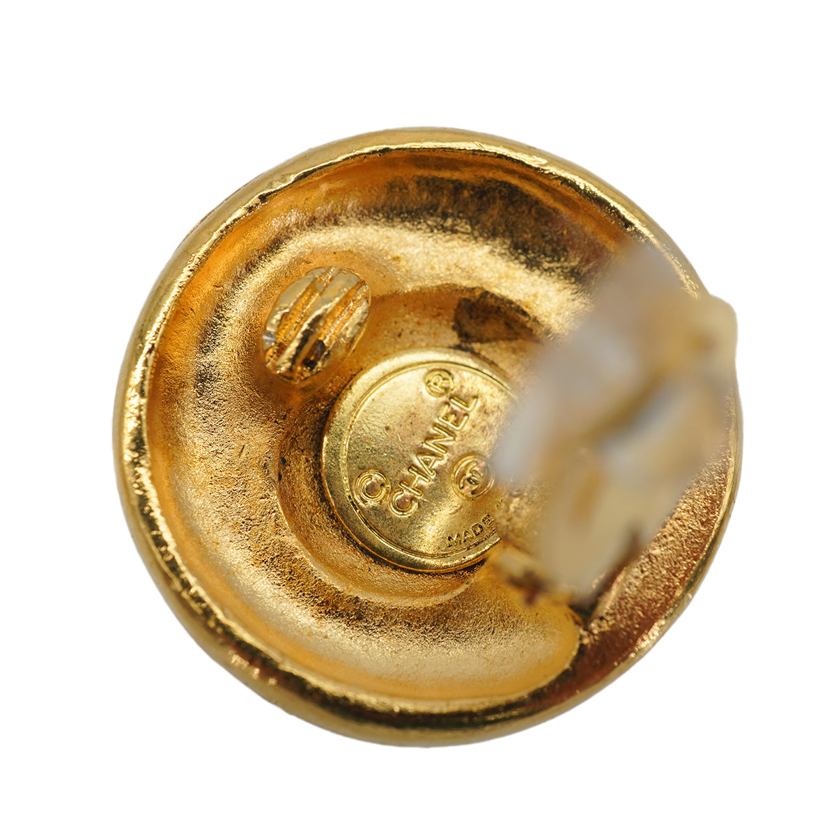 VINTAGE CHANEL EARRINGS ROUND COCOMARK CHAIN GOLD ACCESSORY 90335634