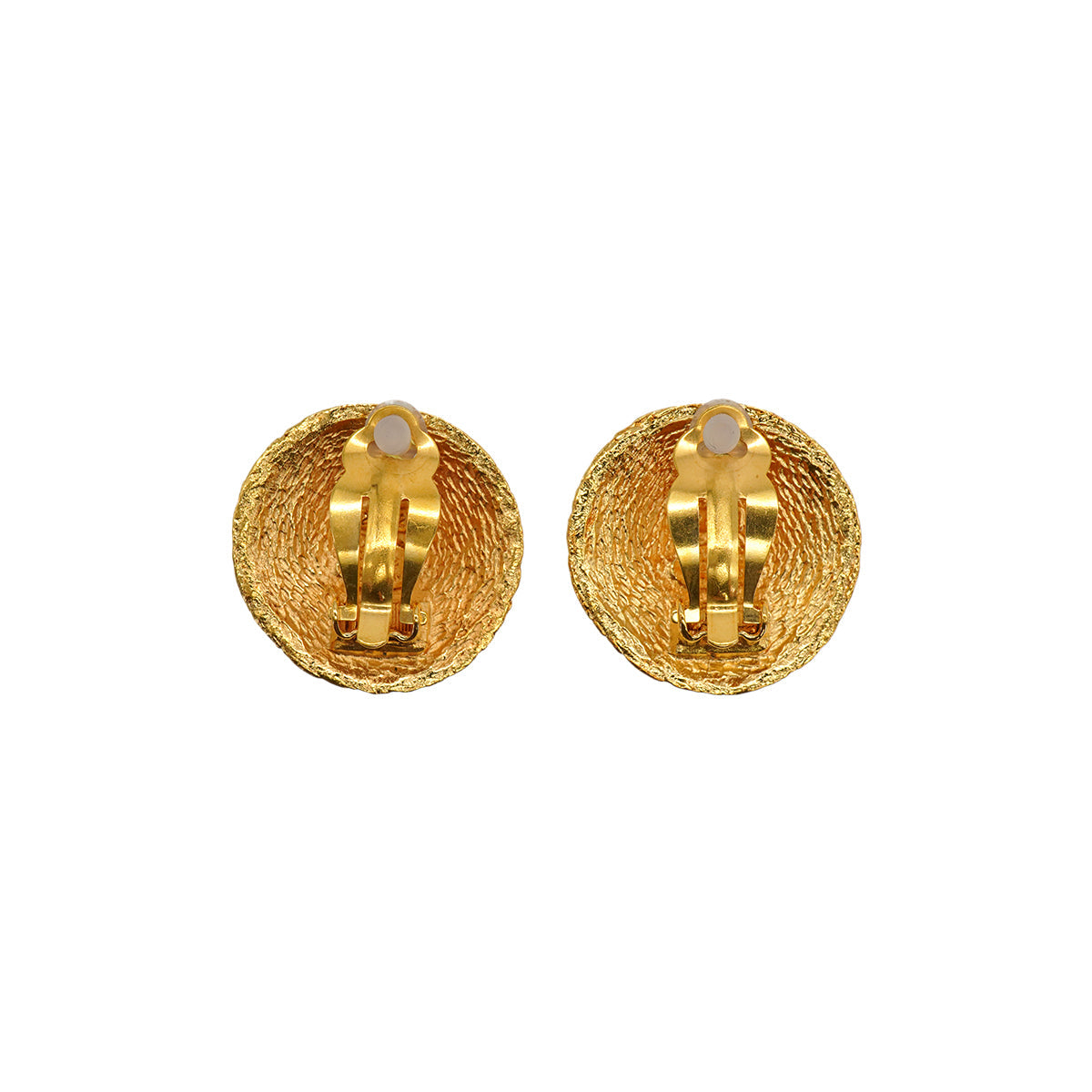 VINTAGE CHANEL EARRINGS ROUND COCOMARK GOLD ACCESSORY 29 90335030