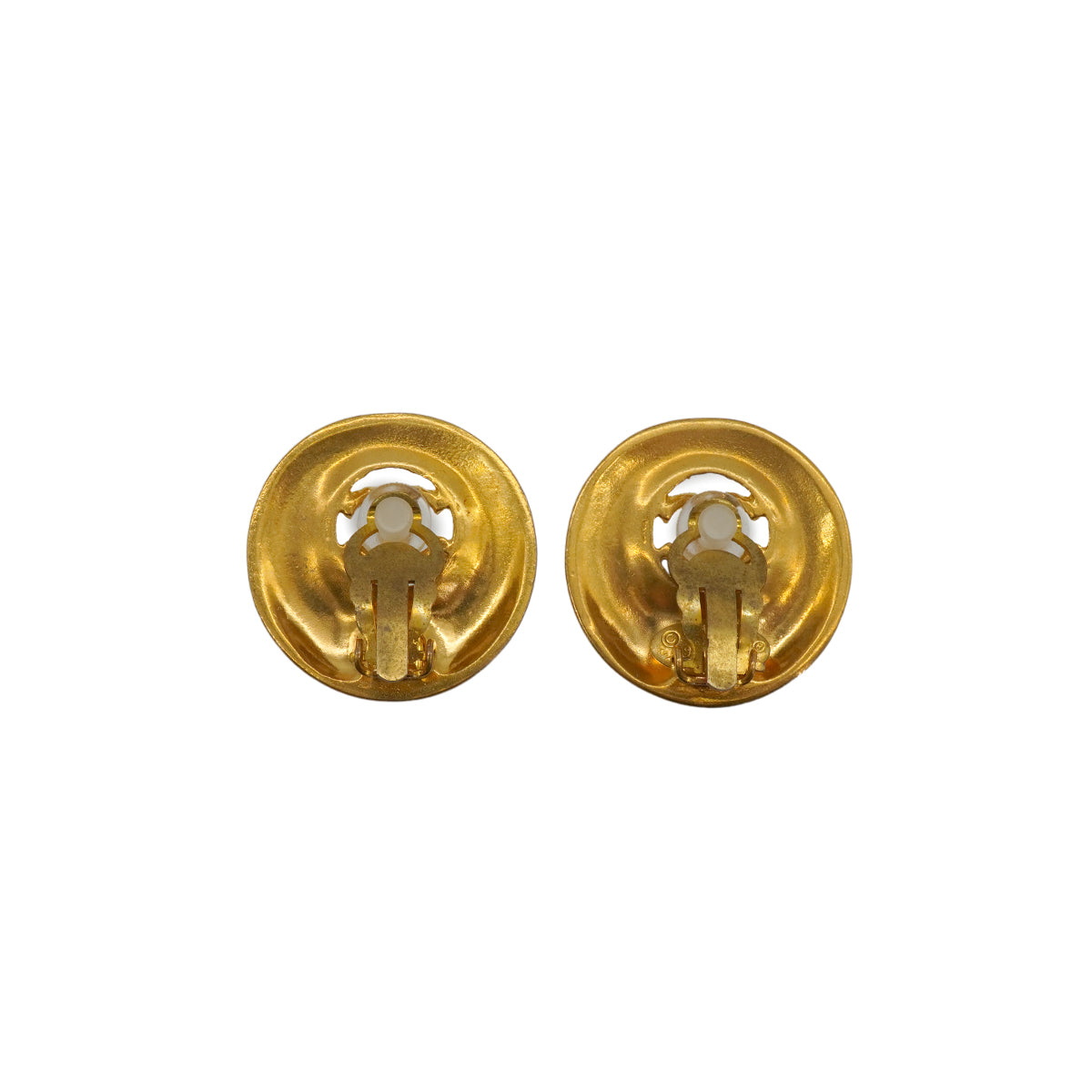 VINTAGE CHANEL EARRINGS ROUND COCOMARK GOLD ACCESSORY 93P 90340523