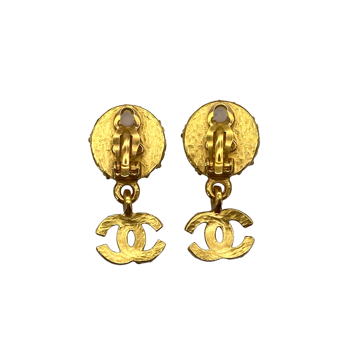 VINTAGE CHANEL EARRINGS TIGER EYE COCOMARK BROWN GOLD ACCESSORY 96A 90319606