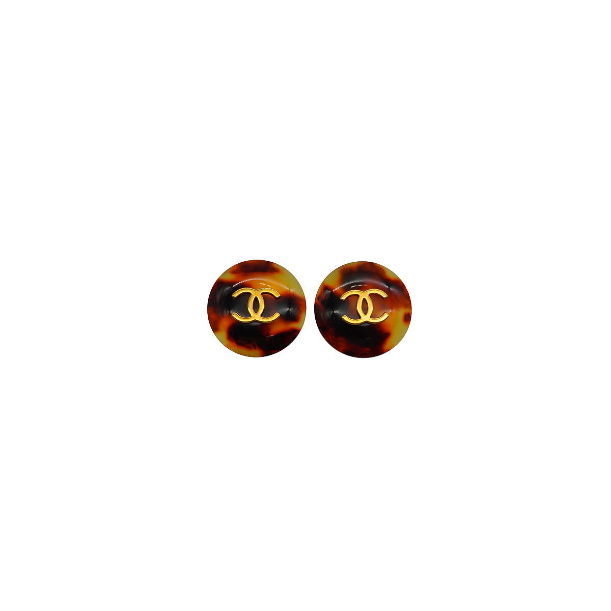 VINTAGE CHANEL EARRINGS TORTOISESHELL COCOMARK ROUND ACCESSORY 97P 90338765