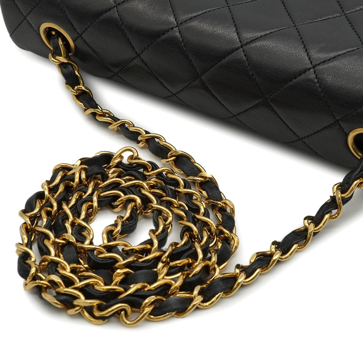 Luxury Promise Japan VINTAGE CHANEL FULL FLAP CHAIN SHUOLDER BAG BLACK LAMB SKIN GOLD HARDWARE 90346152