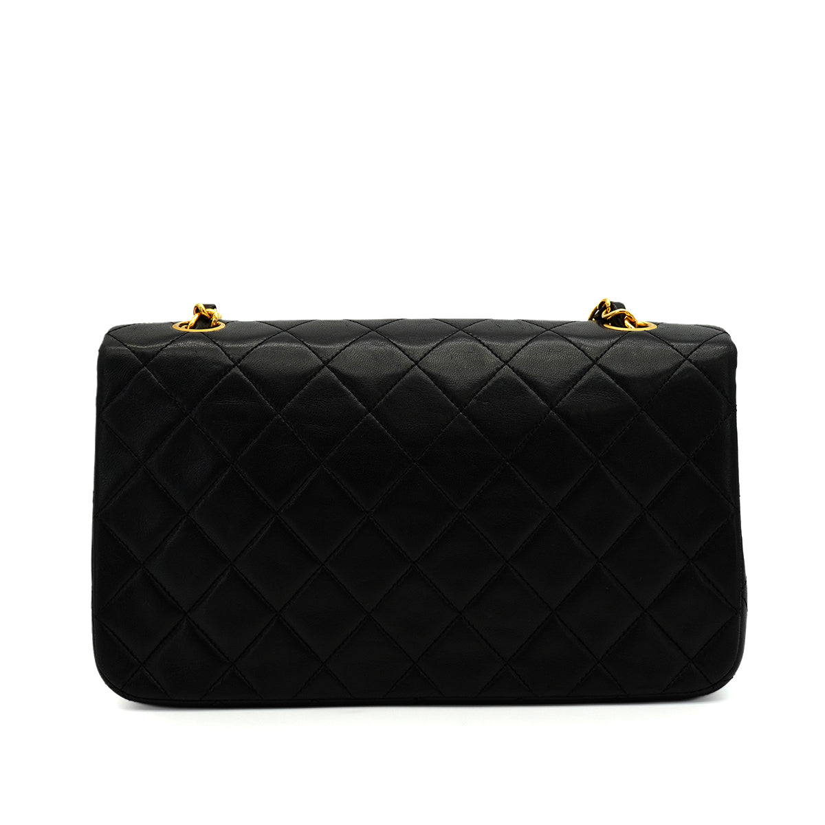 VINTAGE CHANEL FULL FLAP CHAIN SHUOLDER BAG BLACK LAMB SKIN GOLD HARDWARE 90346670