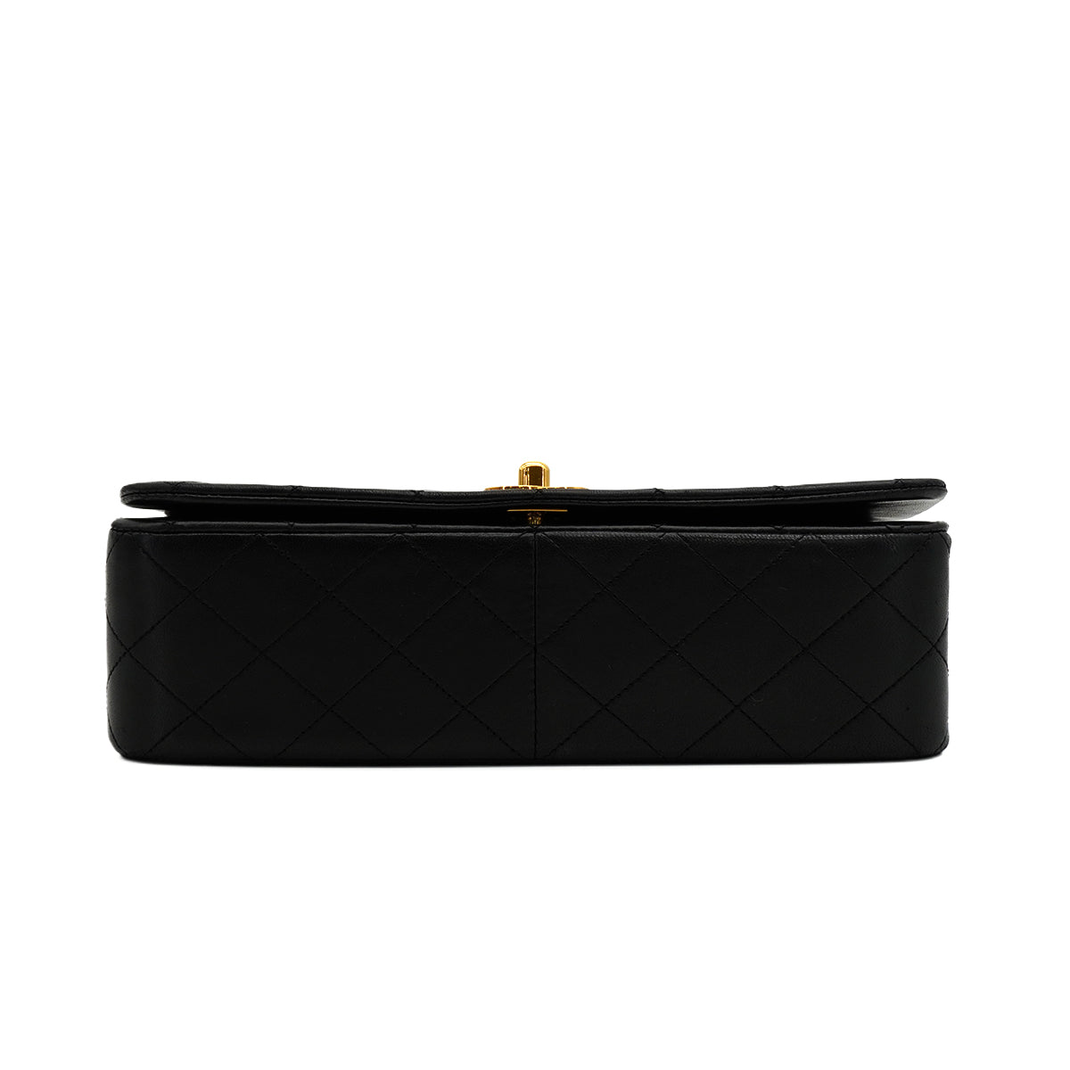 VINTAGE CHANEL FULL FLAP CHAIN SHUOLDER BAG BLACK LAMB SKIN GOLD HARDWARE 90346670