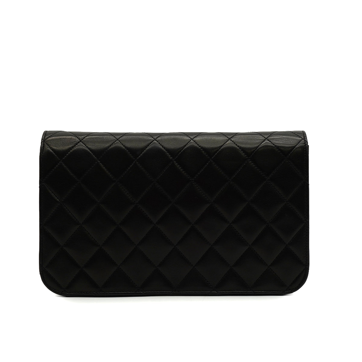 VINTAGE CHANEL MATELASSE FULL FLAP CHAIN SHUOLDER BAG BLACK LAMB SKIN GOLD HARDWARE 90346879