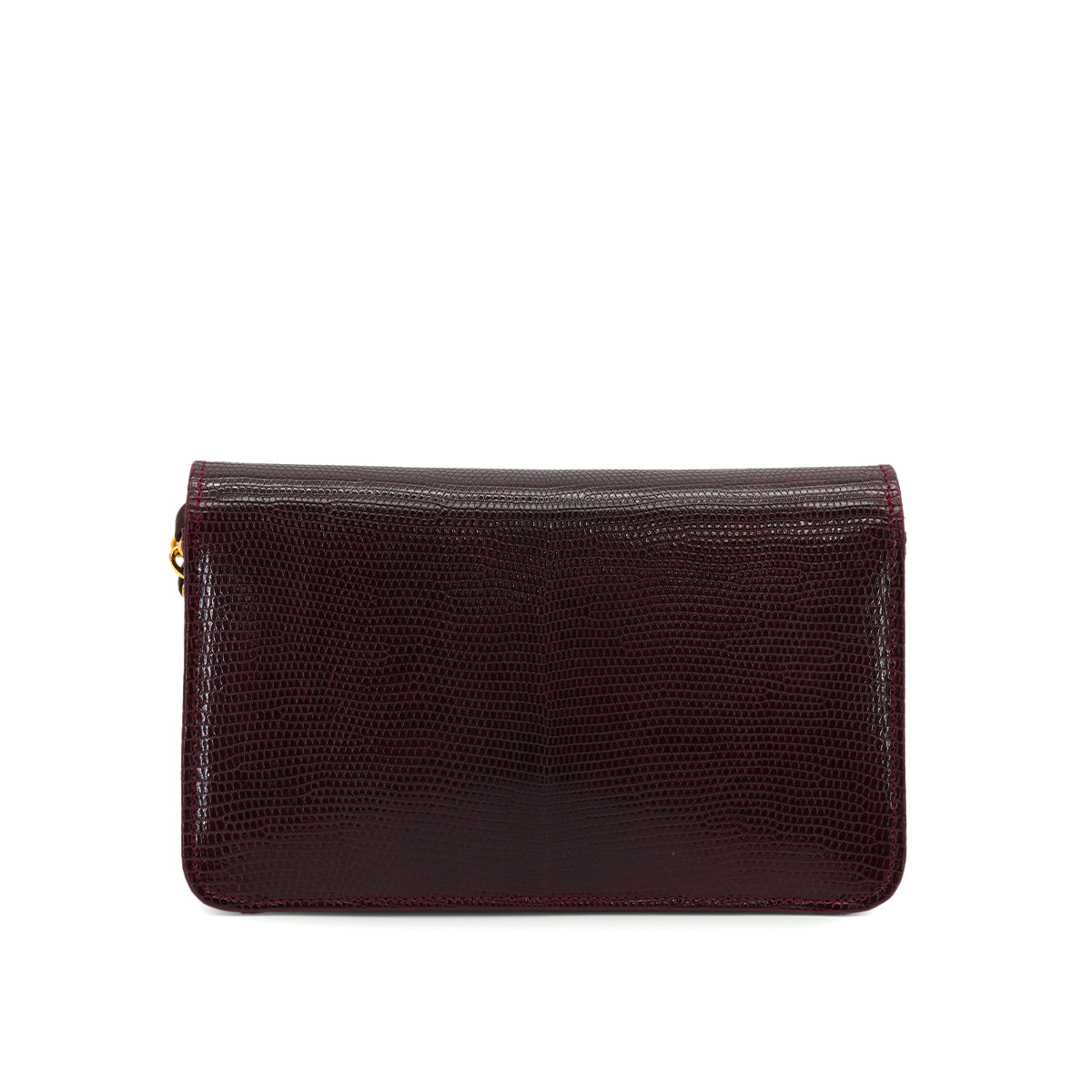 VINTAGE CHANEL FULL FLAP CHAIN SHUOLDER BAG BORDEAUX LIZARD GOLD HARDWARE 90326773
