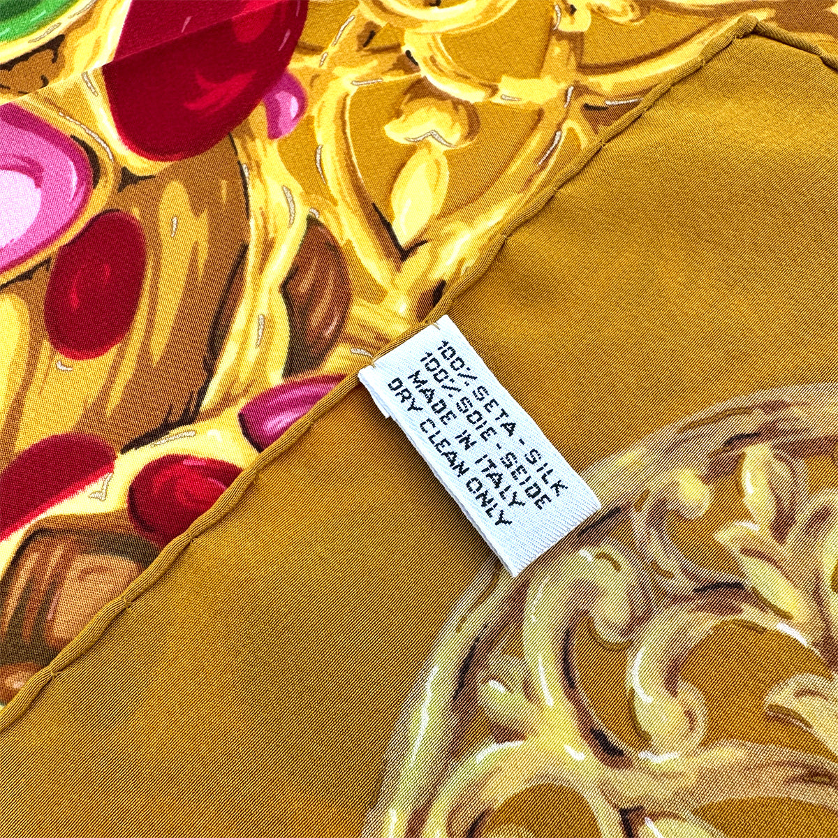 VINTAGE CHANEL GRIPOIX PATTERN SCARF GOLD MULTICOLOR SILK 90321079