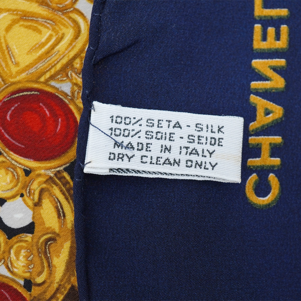 VINTAGE CHANEL GRIPOIX JEWELRY PATTERN SCARF MULTICOLOR SILK 90330677