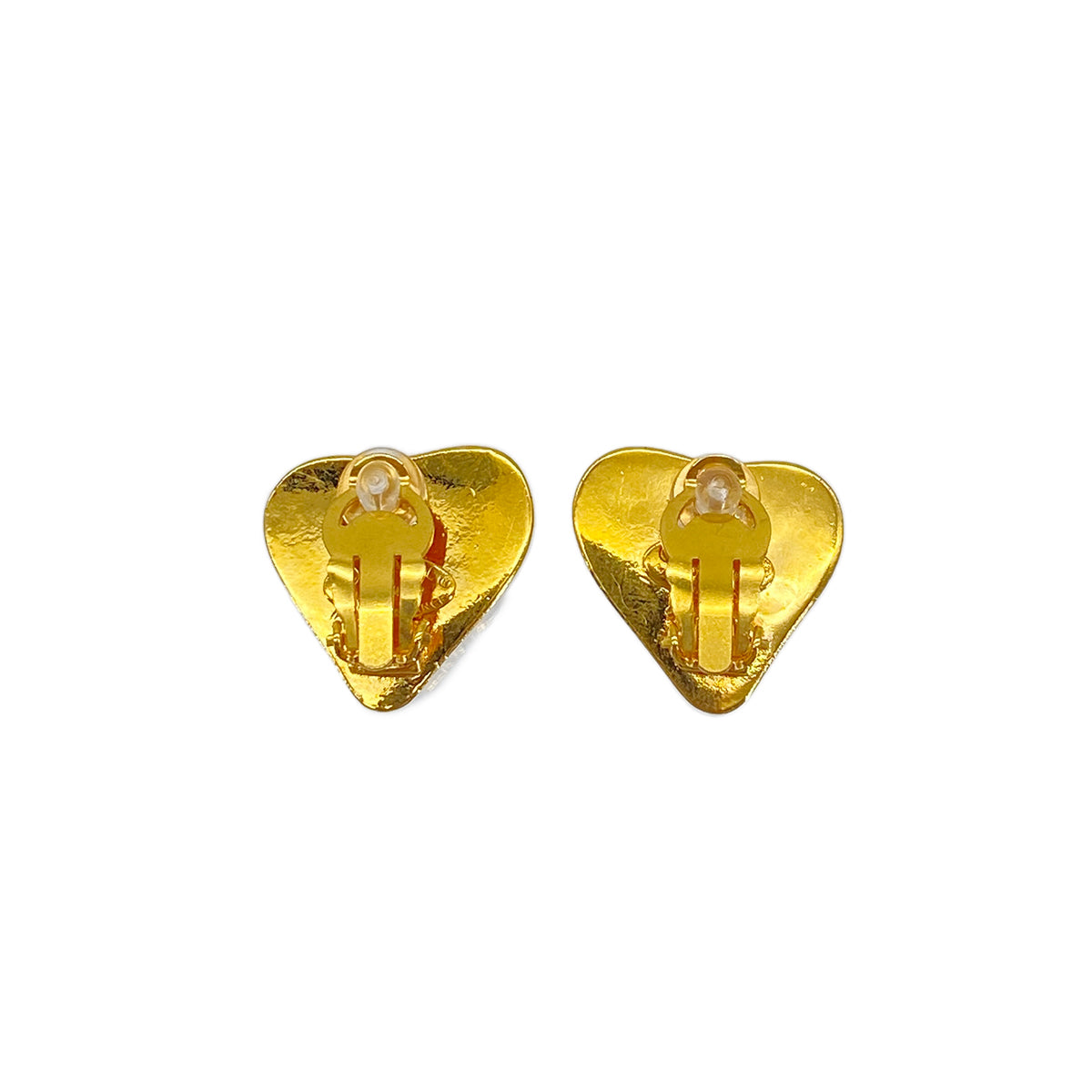 VINTAGE CHANEL HEART EARRINGS COCOMARK GOLD ACCESSORY 93P 90322159