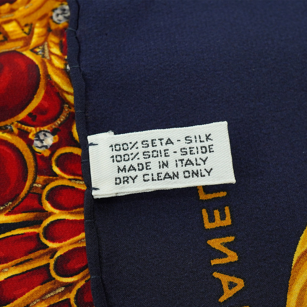 VINTAGE CHANEL JEWELRY PATTERN SCARF NAVY SILK 90326791