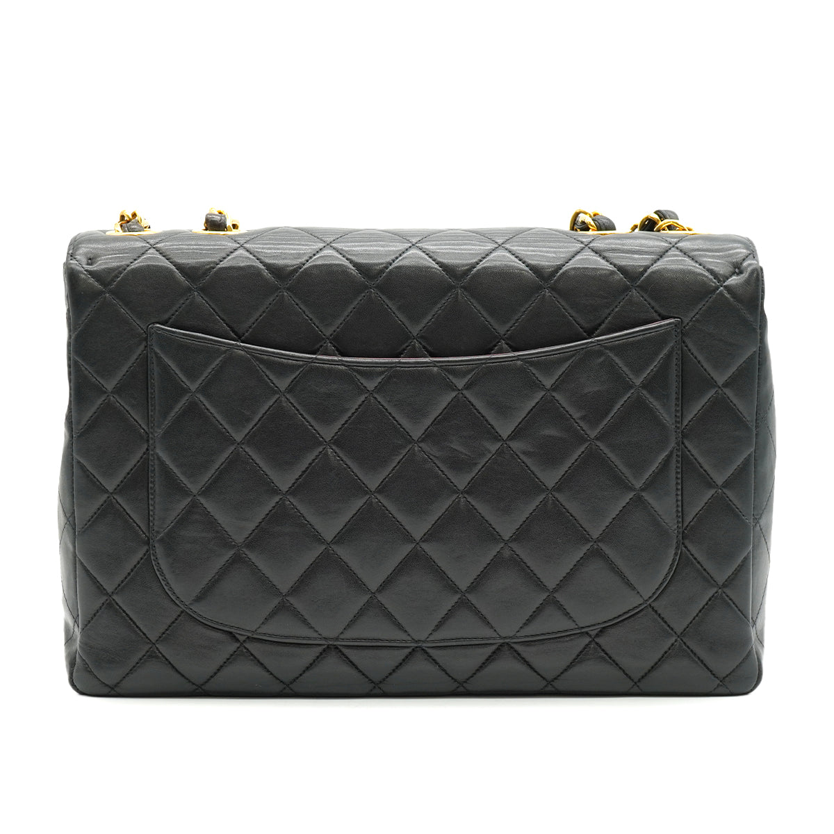 VINTAGE CHANEL JUMBO MATELASSE 30 CHAIN SHOULDER BAG BLACK LAMB SKIN GOLD HARDWARE 90335303