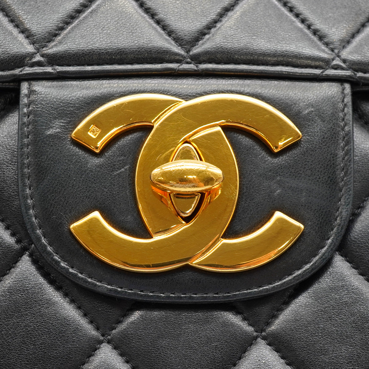 VINTAGE CHANEL JUMBO MATELASSE 30 CHAIN SHOULDER BAG BLACK LAMB SKIN GOLD HARDWARE 90335303