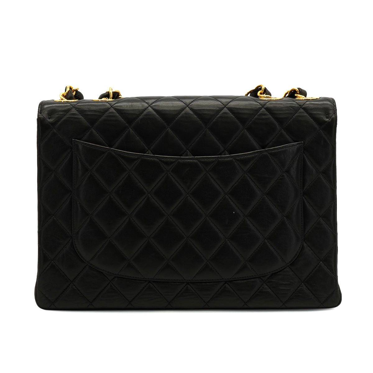 VINTAGE CHANEL JUMBO MATELASSE 30 CHAIN SHOULDER BAG BLACK LAMB SKIN GOLD HARDWARE 90340463