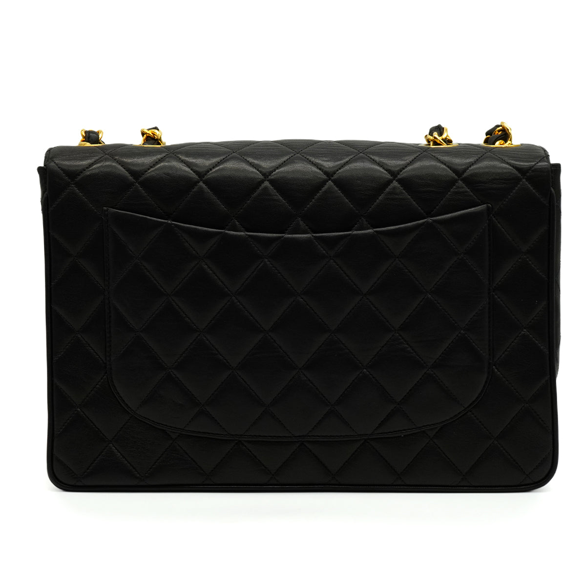 VINTAGE CHANEL JUMBO MATELASSE 30 CHAIN SHOULDER BAG BLACK LAMB SKIN GOLD HARDWARE 90346668