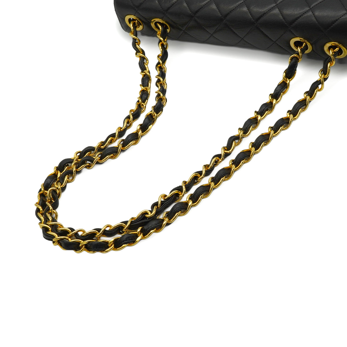 VINTAGE CHANEL JUMBO MATELASSE 30 CHAIN SHOULDER BAG BLACK LAMB SKIN GOLD HARDWARE 90346668