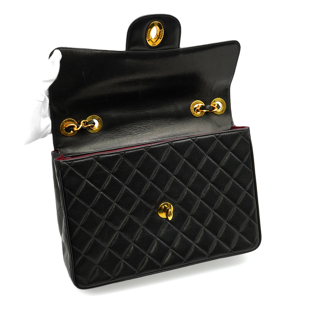 VINTAGE CHANEL JUMBO MATELASSE 30 CHAIN SHOULDER BAG BLACK LAMB SKIN GOLD HARDWARE 90346668