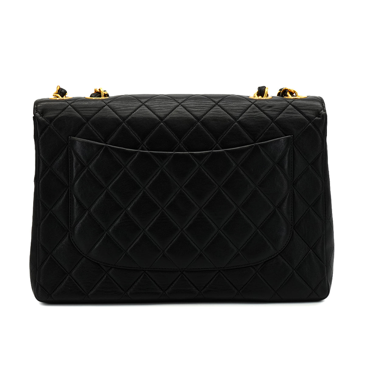 VINTAGE CHANEL JUMBO MATELASSE 30 CHAIN SHOULDER BAG BLACK LAMB SKIN GOLD HARDWARE 90346877