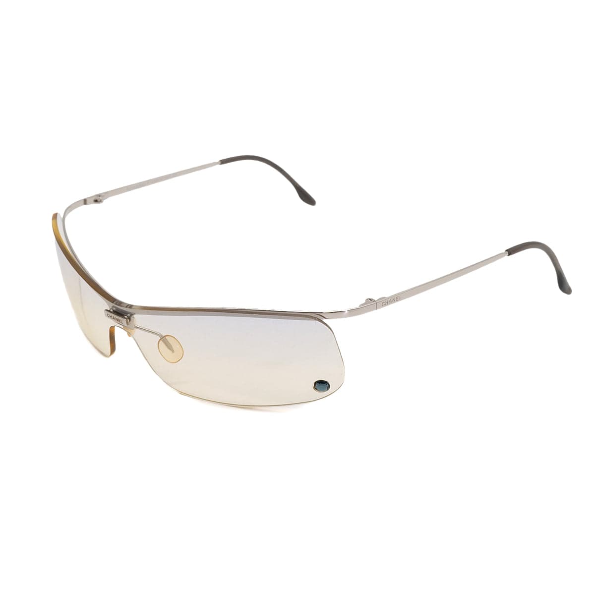 Luxury Promise Japan VINTAGE CHANEL LOGO SUNGLASSES CLEAR SILVER RHINESTONE EYEWEAR 90323174
