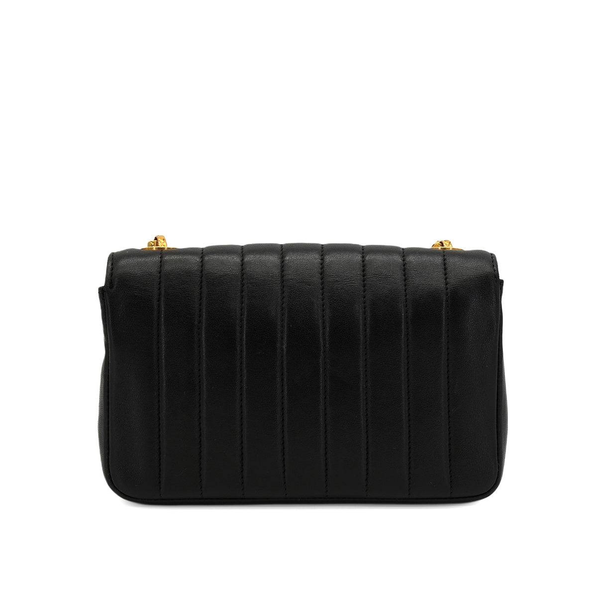 VINTAGE CHANEL MADEMOISELLE BIJOU CHAIN SHOULDER BAG BLACK LAMB SKIN GOLD HARDWARE 90346150