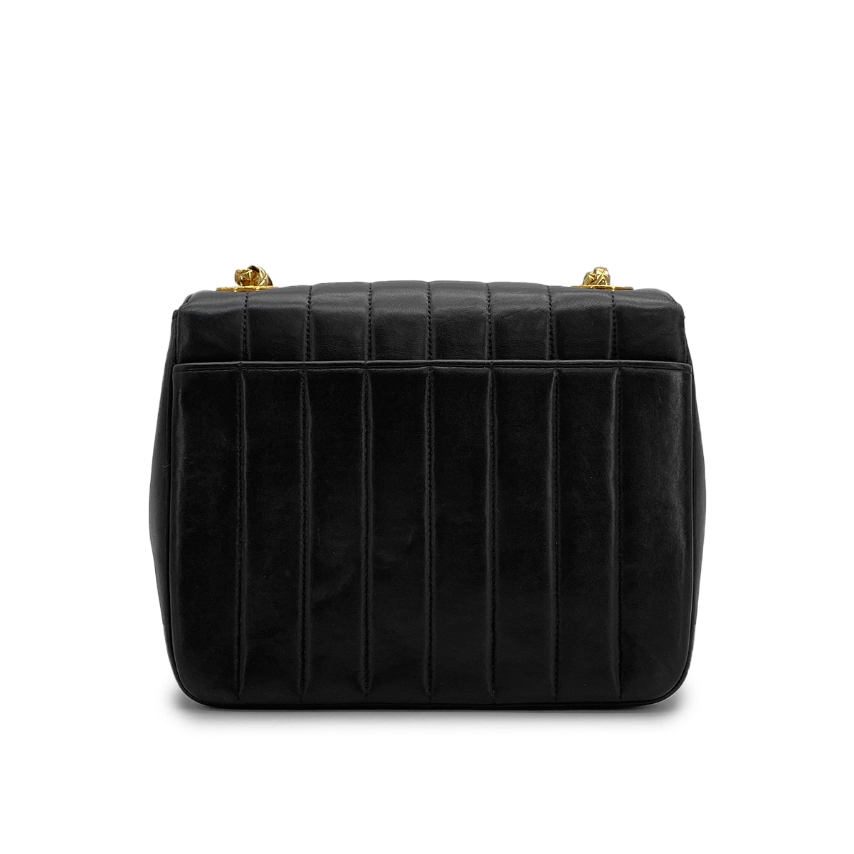 VINTAGE CHANEL MADEMOISELLE BIJOU CHAIN SHOULDER BAG BLACK LAMB SKIN GOLD HARDWARE 90317860