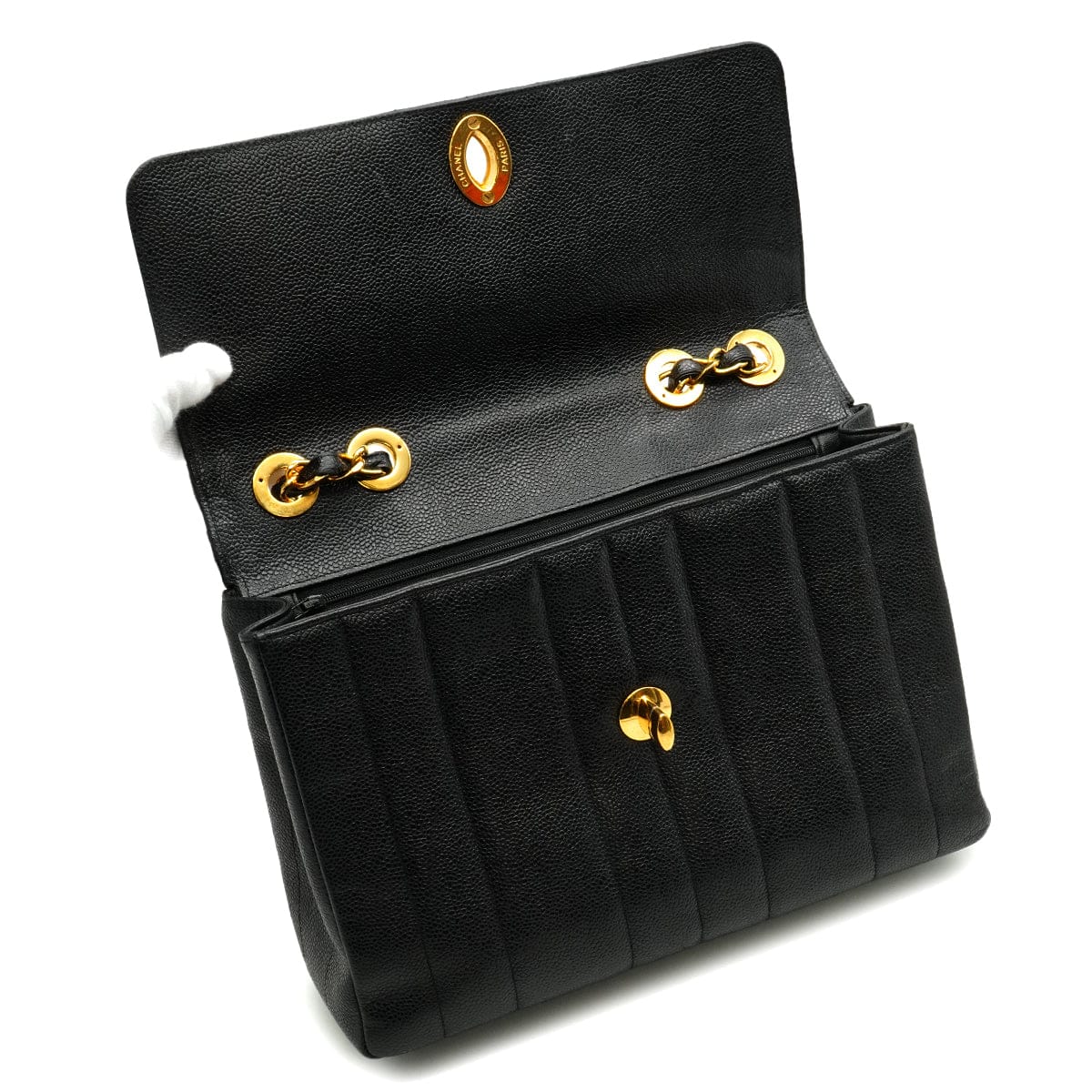 Luxury Promise Japan VINTAGE CHANEL MADEMOISELLE CHAIN SHOULDER BAG BLACK CAVIAR SKIN GOLD HARDWARE 90343855