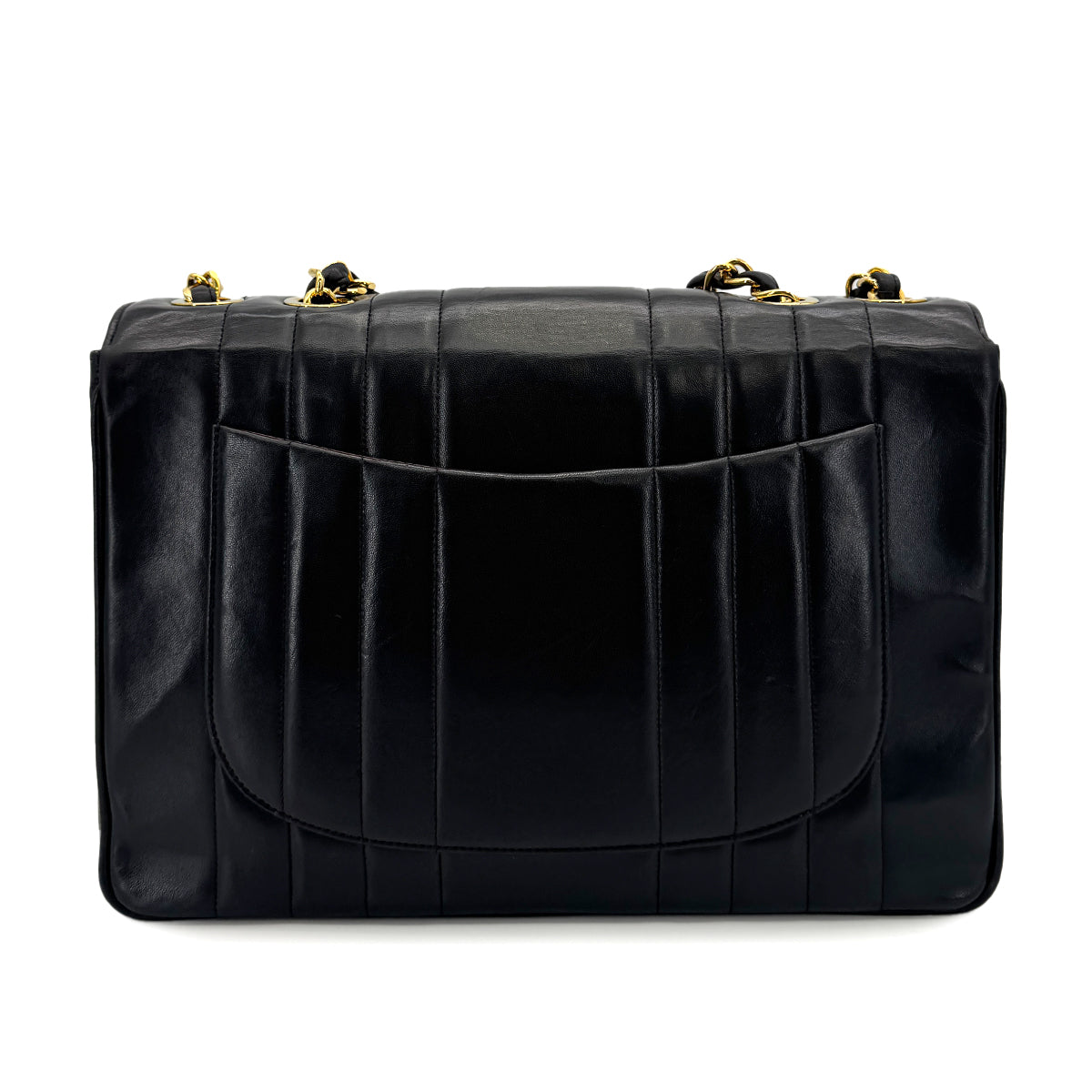 VINTAGE CHANEL MADEMOISELLE CHAIN SHOULDER BAG BLACK LAMB SKIN GOLD HARDWARE 90318632