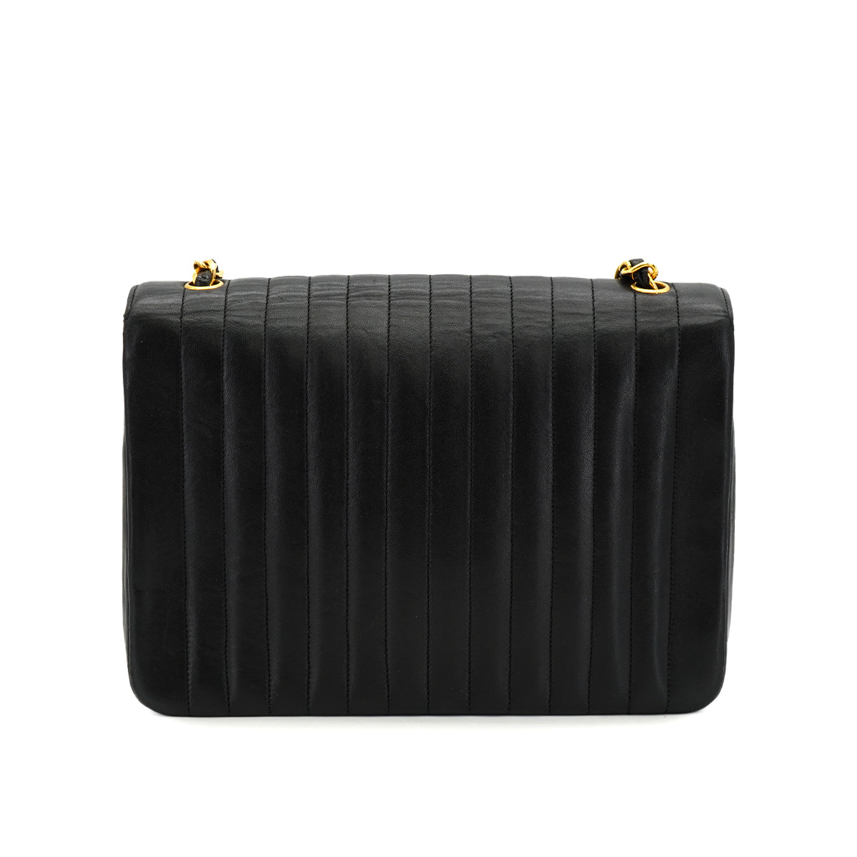 VINTAGE CHANEL MADEMOISELLE CHAIN SHOULDER BAG BLACK LAMB SKIN GOLD HARDWARE 90326606