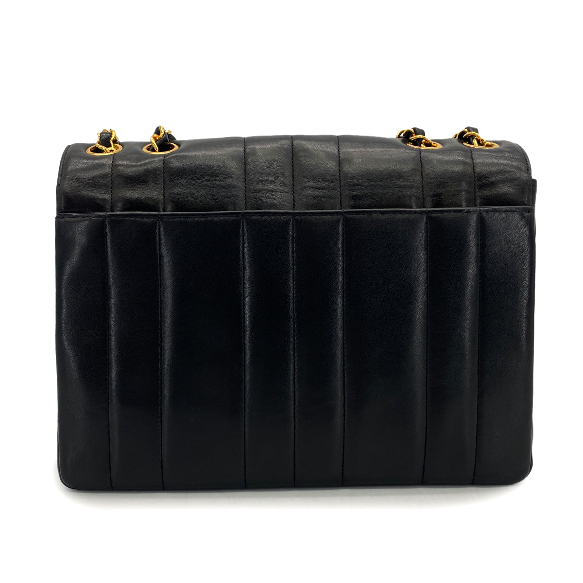 VINTAGE CHANEL MADEMOISELLE CHAIN SHOULDER BAG BLACK LAMB SKIN GOLD HARDWARE 90327062