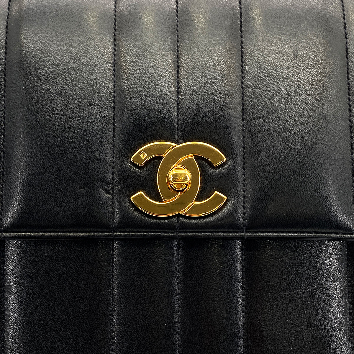 VINTAGE CHANEL MADEMOISELLE CHAIN SHOULDER BAG BLACK LAMB SKIN GOLD HARDWARE 90327062